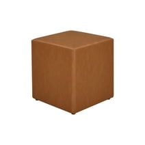 Lifestyle Solutions Garner Square Ottoman, Brown Faux Leather