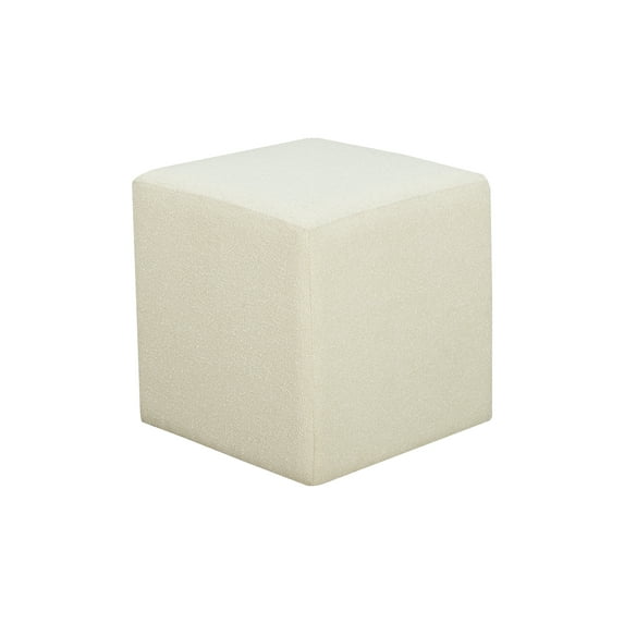 Lifestyle Solutions Garner Square Ottoman, White Fabric