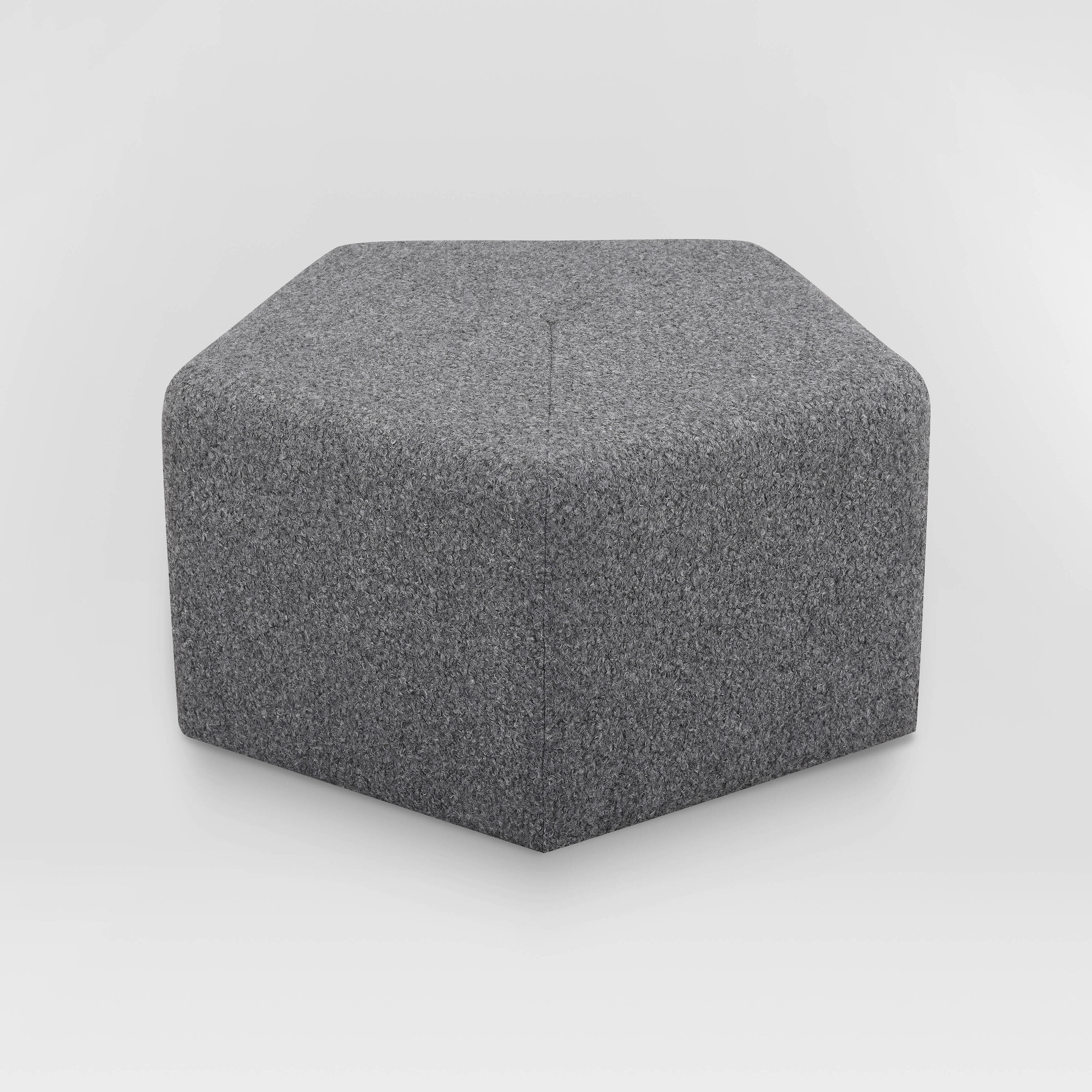 Galway Gray Fabric Pentagonal Ottoman with Sturdy Hardwood Frame