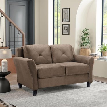 Lifestyle Solutions Alexa Loveseat with Curved Arms, Coffee Fabric ...