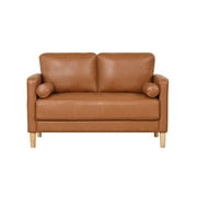 Lifestyle Solutions Lorelei Mid-Century Modern 2 Seater Indoor Loveseat, Caramel Faux Leather
