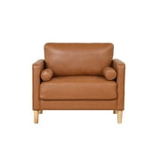 Lifestyle Solutions Lorelei Mid-Century Modern Armchair, Caramel Faux Leather