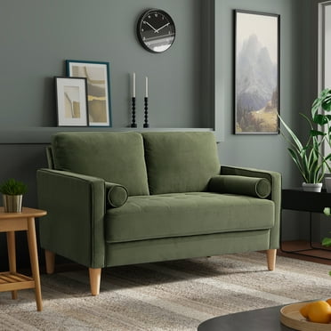 Lifestyle Solutions Lorelei Mid-Century Modern Loveseat, Olive Fabric