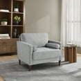 thumbnail image 1 of Lifestyle Solutions Lorelei Mid-Century Polyester Wood Solid Print Tufted Armchair, Light Gray, 1 of 11