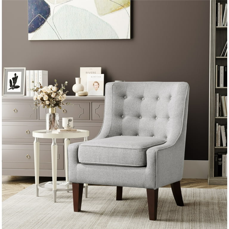 Lifestyle Solutions Mason Transitional Accent Chair Light Grey Fabric