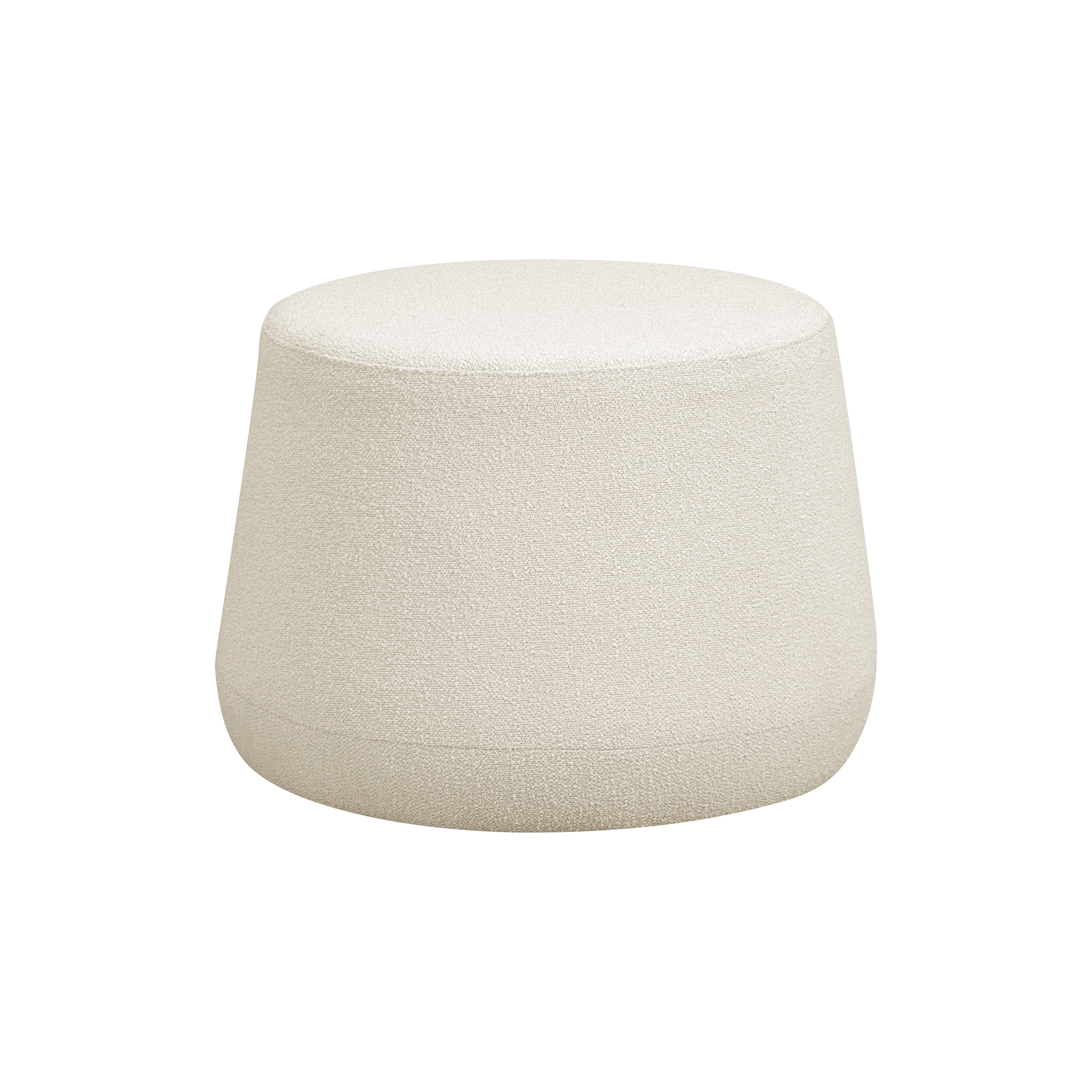 Snow Thimble-Shaped Round Ottoman in Soft Grey Sherpa