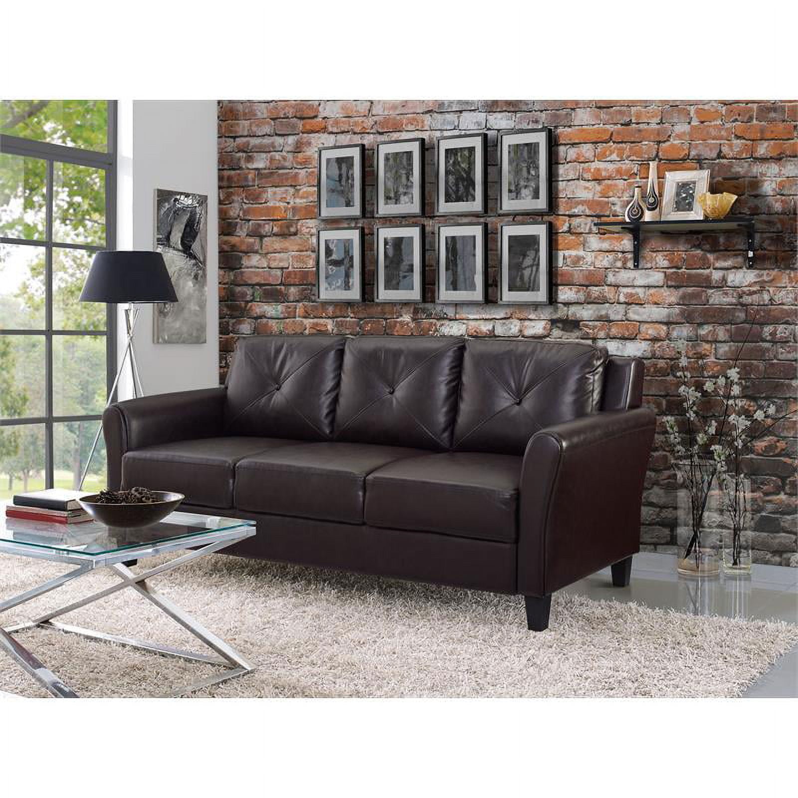 Norwalk Sofa In Java Brown Faux Leather