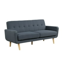 Lifestyle Solutions Ramon Modern Sofa with Wood Legs, Gray Fabric