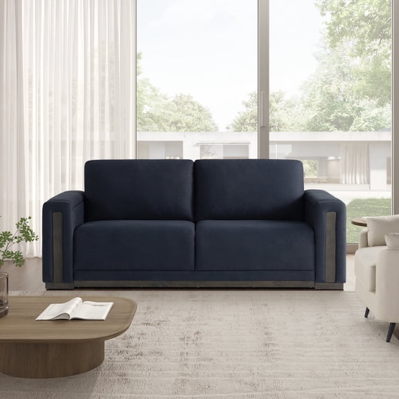 Studio Living Rivers Modern Sofa with Storage and Power, Navy Woven Fabric