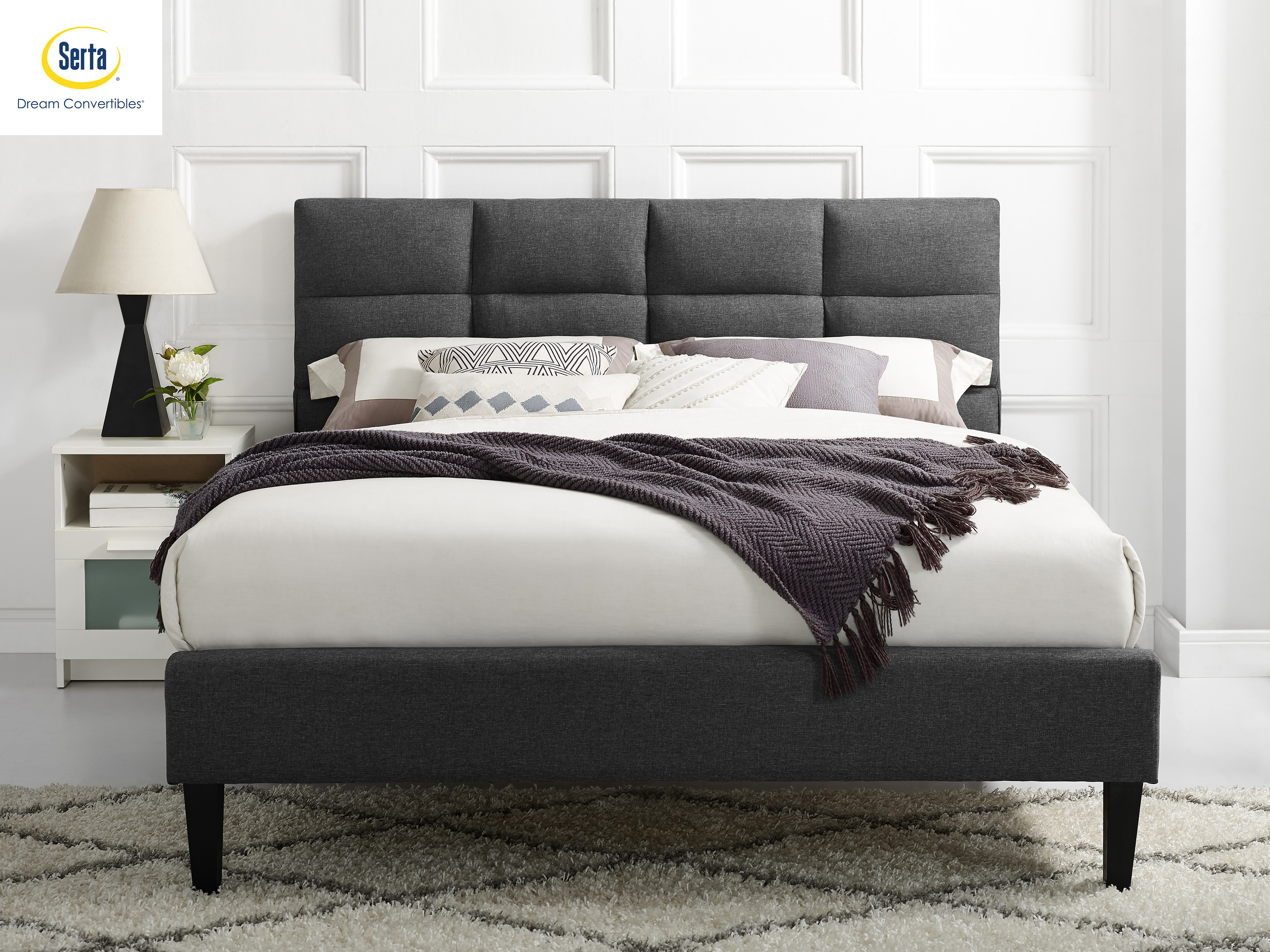 Lifestyle Solutions Serta Zola Upholstered Head & Footboard with Euro Slats in Queen, Dark Grey - image 1 of 9