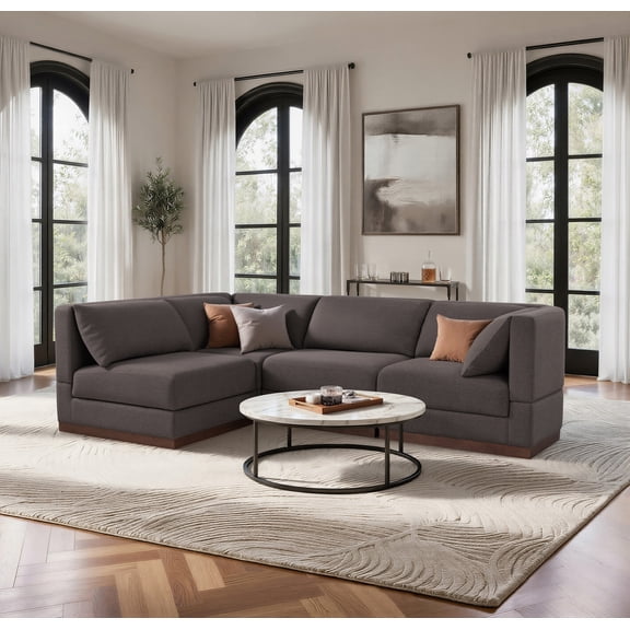 Lifestyle Solutions Sloane 4 Piece Modular Sectional Sofa, Charcoal Boucle