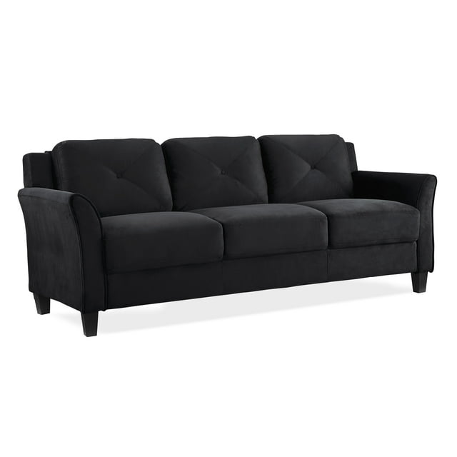Lifestyle Solutions Taryn Curved Arms Sofa, Black Fabric