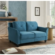Lifestyle Solutions Taryn Loveseat with Curved Arms, Blue Fabric
