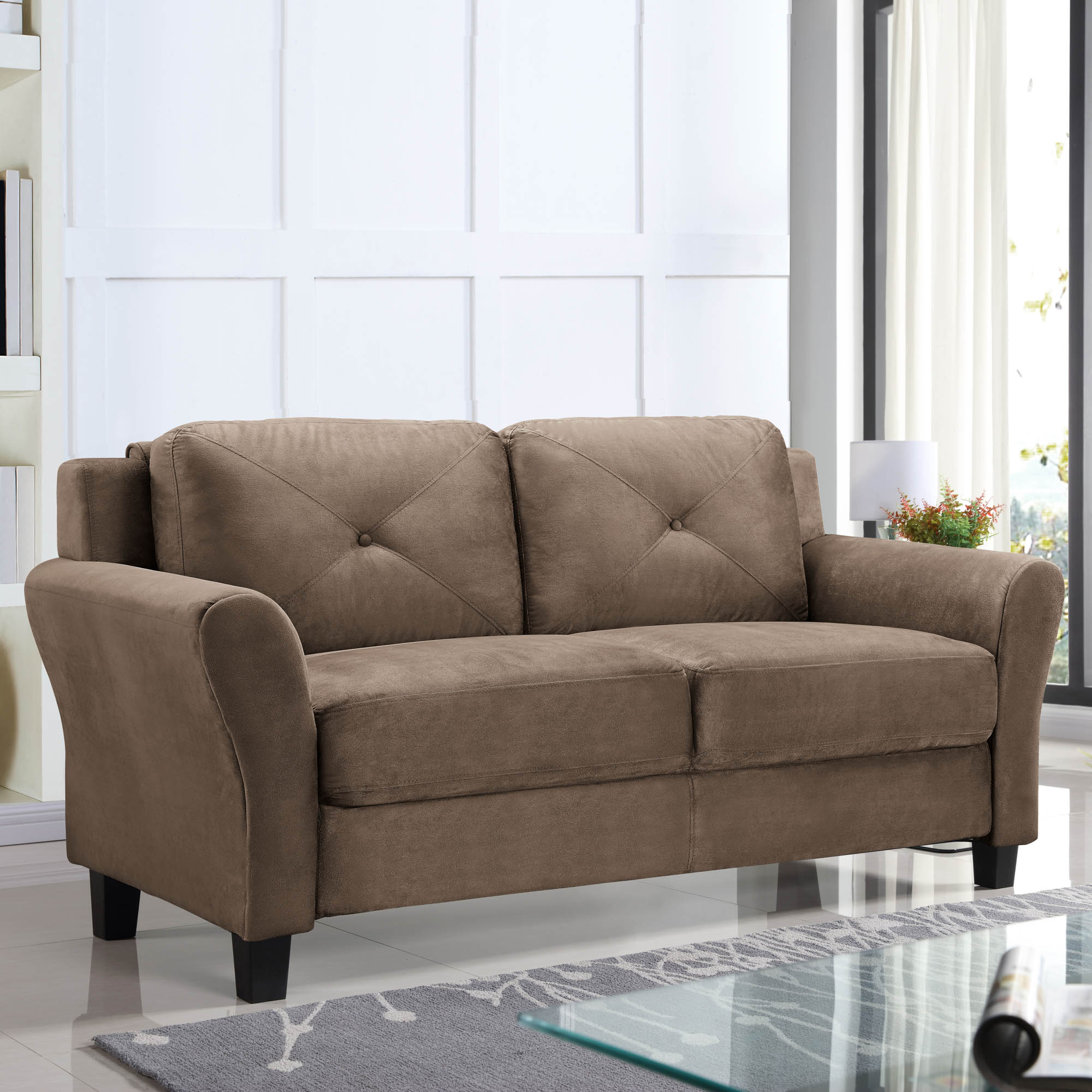 Lifestyle Solutions Luna Modern Loveseat, Beige Fabric