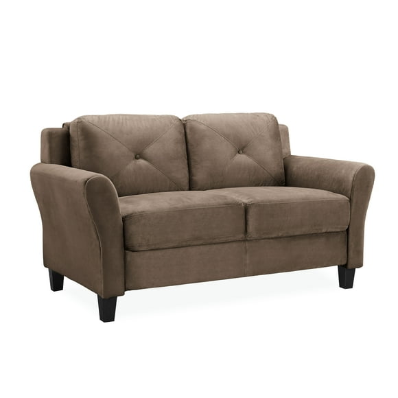 Lifestyle Solutions Taryn Loveseat with Rolled Arms, Brown Fabric