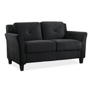Lifestyle Solutions Taryn Rolled Arms Loveseat, Black Fabric