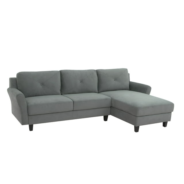 Lifestyle Solutions Taryn Sectional Sofa, Dark Gray Microfiber