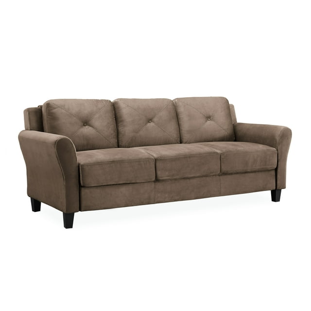Lifestyle Solutions Taryn Traditional Sofa with Rolled Arms, Brown Fabric