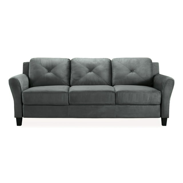 Lifestyle Solutions Taryn Traditional Sofa with Rolled Arms, Dark Gray Fabric