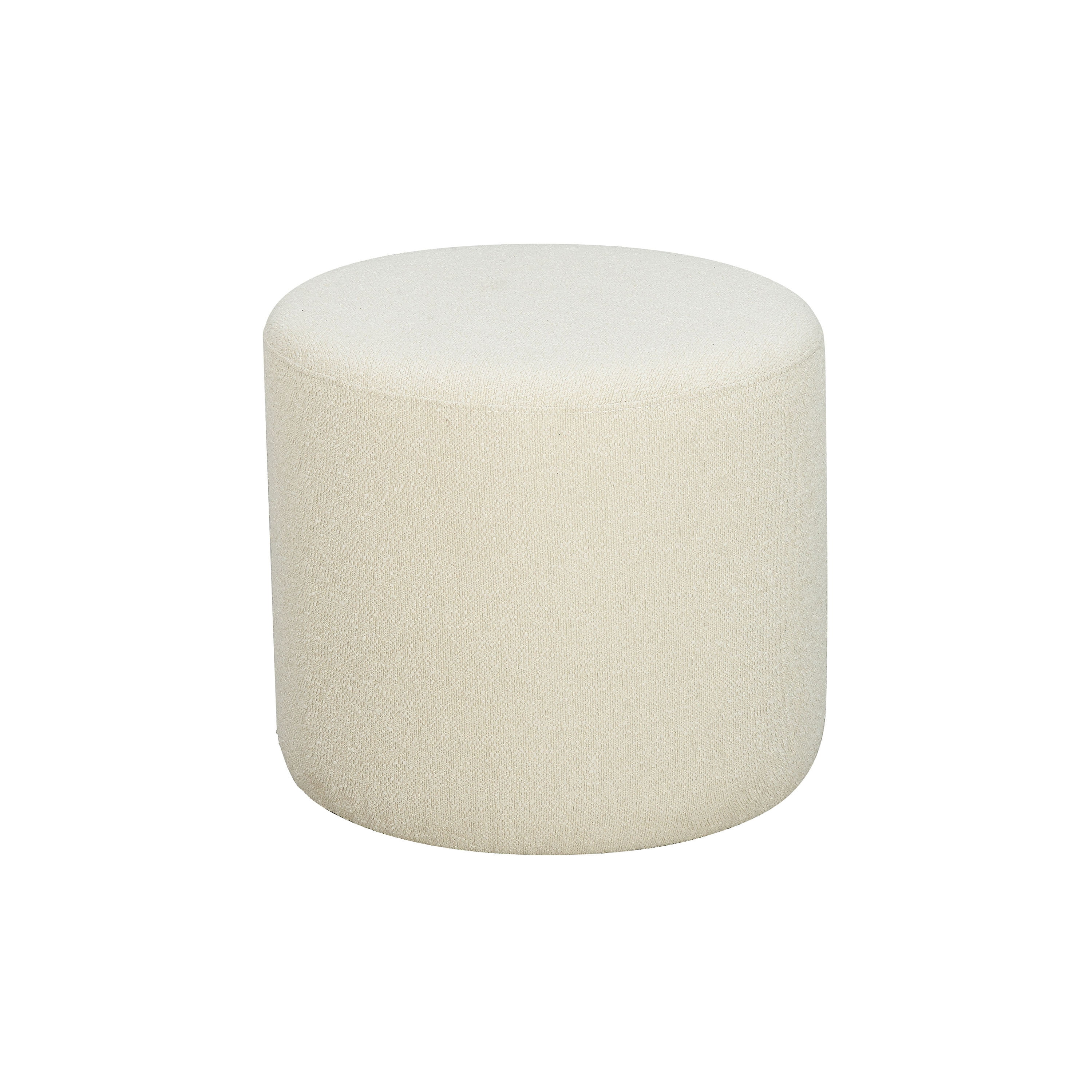 Snow White Round Boucle Fabric Ottoman