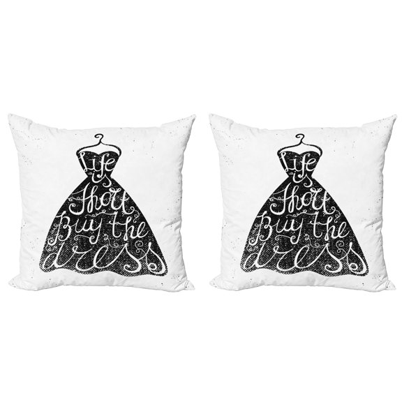Ambesonne Modern Throw Pillow Cover 2 Pack, Positive Words on Hanger, 24", Brown White