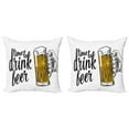thumbnail image 1 of Ambesonne Saying Throw Pillow Cover 2 Pack, Time to Drink Beer Man, 24", Yellow Black, 1 of 2