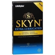 Lifestyles SKYN Extra Lubricated NON-LATEX Polyisoprene Condoms with Silver Pocket Case, 12 Count