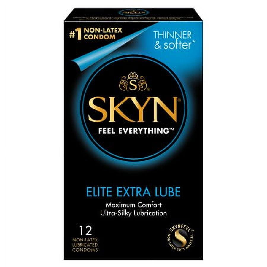 Lifestyles SKYN Extra Lubricated + Silver Lunamax Pocket Case, NON-LATEX Polyisoprene Condoms 12 Count
