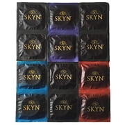 Lifestyles SKYN Sampler + Silver Lunamax Pocket Case, Elite, Extra Studded, Extra Lubricated, Original NON-LATEX Polyisoprene Condoms 12 Count Bulk