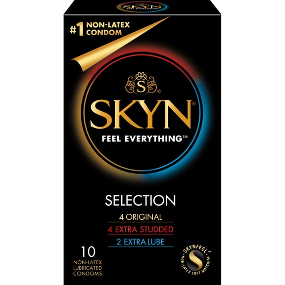Lifestyles SKYN Selection + Brass Lunamax Pocket Case, Premium NON-LATEX Polyisoprene Condoms-10 Count