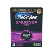 Lifestyles Snugger Fit Natural Rubber and Lubricated Latex Condoms Value Pack - 25 Count, 1 Pack - Triple Tested for Best Protection, Made with UltraGlide Silicone Lube