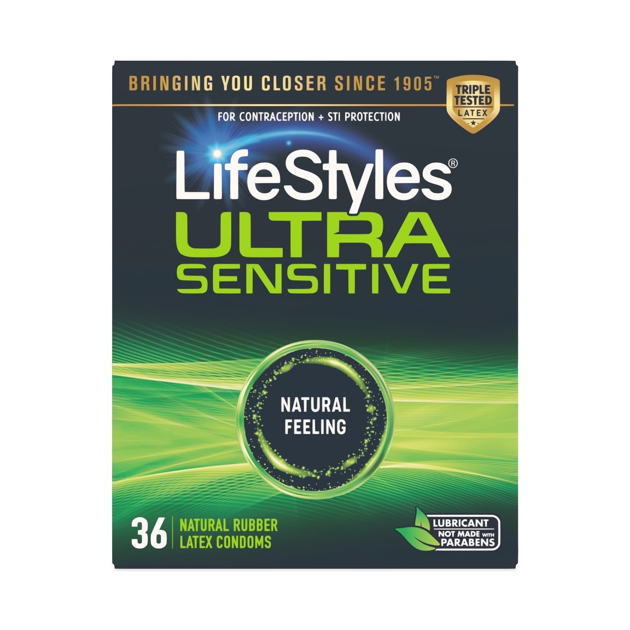LifeStyles Ultra Sensitive Lubricated Natural Latex Condoms, 36 Count