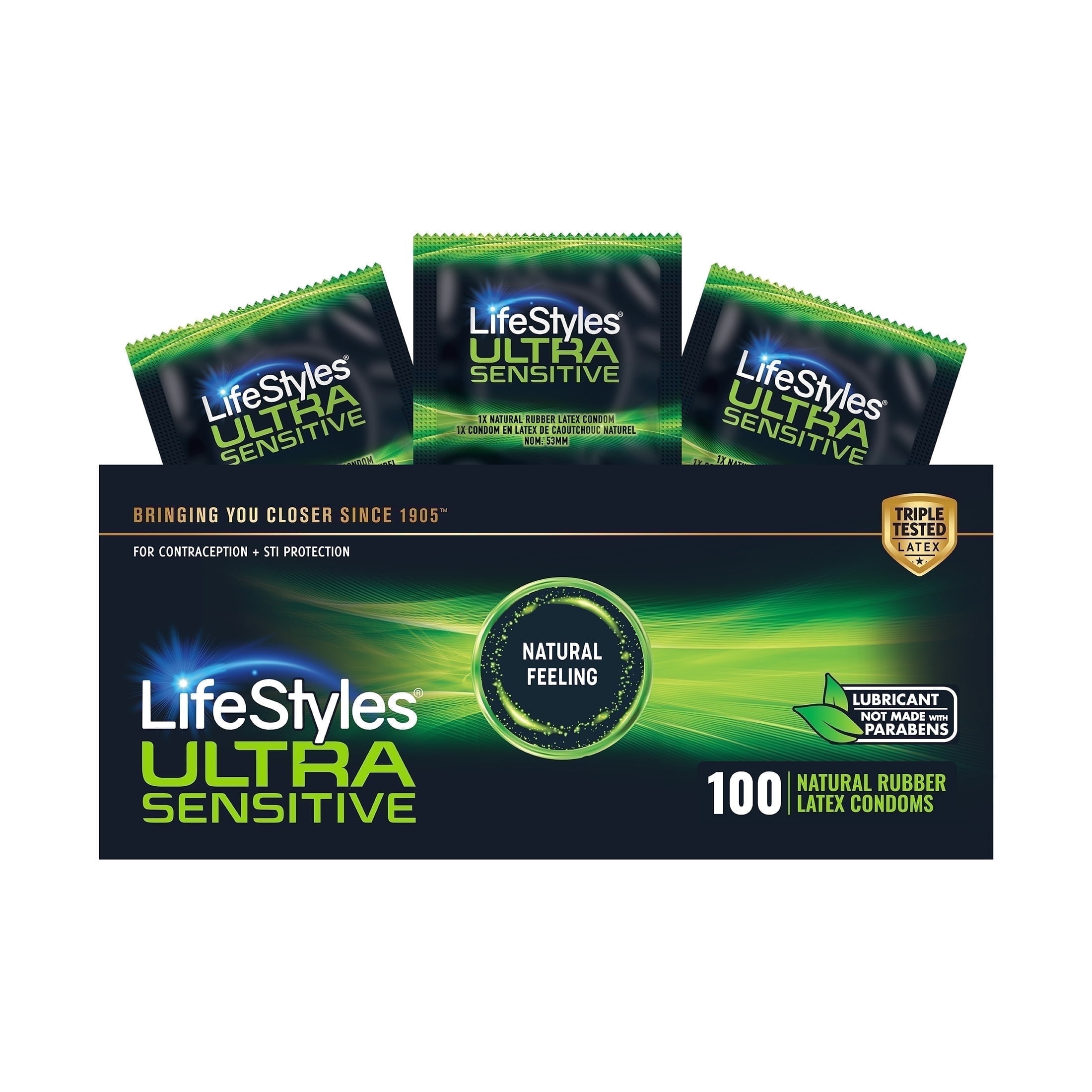 LifeStyles Ultra Sensitive Condoms - Premium Lubricated, Flared Shape, and  Triple-Tested for Comfort - 100 Count - Walmart.com
