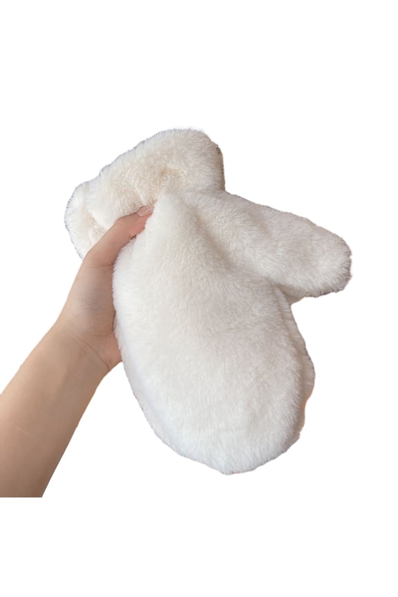 1 Pair Ladies Mittens Thickened Soft Plush Cozy Anti-slip Elastic Windproof Heat Retention Warm Lady Outdoor Gloves