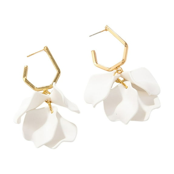 Lifetechs 1 Pair Rose Petal Drop Earrings Long Style Exaggerated Dangle Earrings Bright Color Earrings Jewelry Accessories