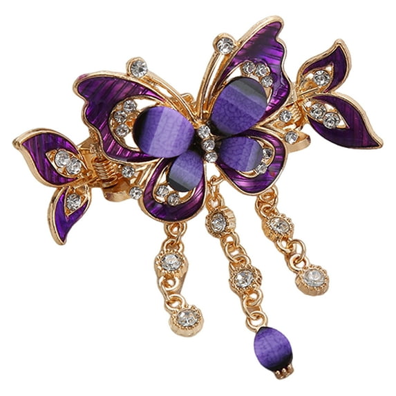 Lifetechs 1 Pcs Butterfly Hair Clips Rhinestone Butterfly Tassel Hair Claw Clips Vintage Boho Ponytail Holder Hair Accessories for Women Styling Supplies