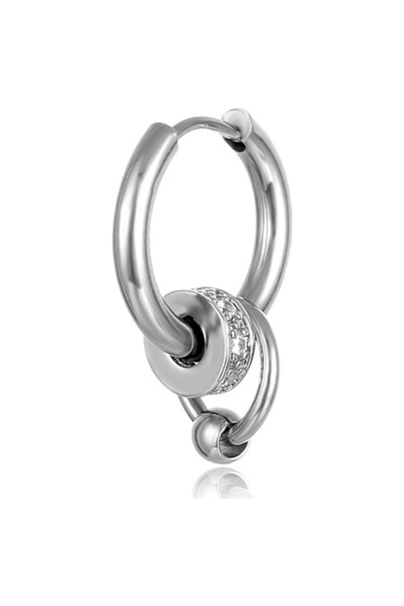 1 Pcs Ear Studs Multi-layers Ring Punk Hip Hop Personality Gift Titanium Steel Cool Simple Men Earrings Jewelry