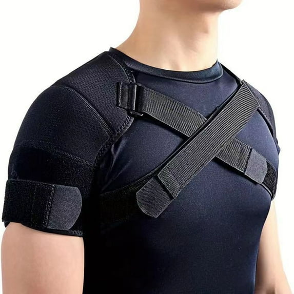 Lifetechs 1 Set Adjustable Shoulder Brace Men Women Torn Rotator Joint Cuff Pain Relief Compression Sleeve Cross Wrap Recovery Shoulder Stability Support Strap
