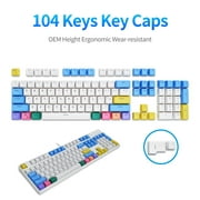 Lifetechs 104 Keys Key Caps OEM Height Ergonomic Wear-resistant Oil-proof Dirt Resistant Replacement Translucent PBT Rainbow Color Mechanical Keyboard Keycaps for Office