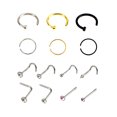 thumbnail image 1 of Lifetechs 14 Pcs/Set Mix Shape Rhinestone Unisex Nose Stud Stainless Steel Piercing Jewelry, 1 of 6