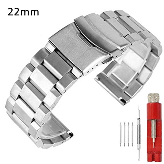 Lifetechs 18/20/22/24mm Replacement Double Buckles Stainless Steel Wrist Strap Watchband