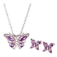 thumbnail image 1 of Lifetechs 2 Pcs/Set Necklace Earrings Set Shiny Rhinestones Butterflies Shape Pendant Necklace Stud Earrings Set Jewelry Gift, 1 of 7
