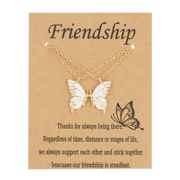 Lifetechs 2 Pcs/Set Sister Pendant Trendy Corruption Resistance Alloy Butterflies Wing Friendship Necklace Daily Life