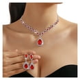 thumbnail image 1 of Lifetechs 2 Pcs/Set Women Wedding Jewelry Set Waterdrop Shape Shining Faux Crystal Choker Necklace Dangle Earrings Set, 1 of 8