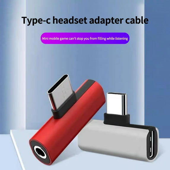 Lifetechs 2 in1 Fast Charging Stable Transmission Plug Play Audio Adapter Type-C to 3.5mm Headphone Jack Converter Audio Accessories