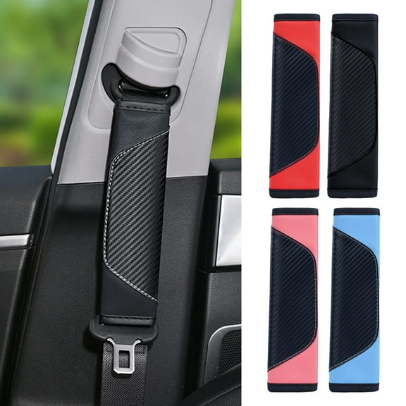 Lifetechs 2Pcs Car Seat Belt Cover Carbon Fiber Safety Belt Shoulder Guards Breathable Safety Harness Pad for Protecting Neck Shoulder