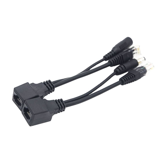 Lifetechs 2Pcs POE Adapter Plug and Play 12V PVC Power Over Ethernet Cable Separator Combiner