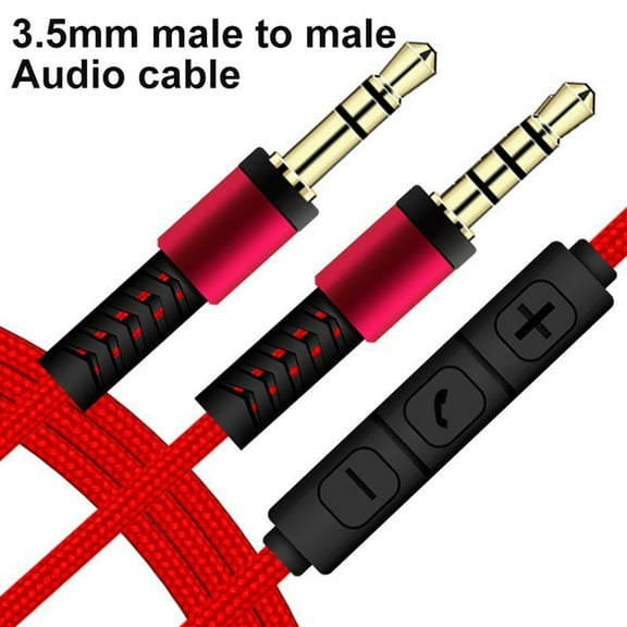 Lifetechs 3.5mm Jack Male to Male Audio Cable 1.2m Aux Cable Volume Control with Mic for iPhone for iPad