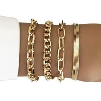 Lifetechs 4 Pcs/Set Women Bracelet Elegant Golden Adjustable Alloy Herring Bone Link Chain Teen Bangle Jewelry