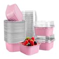 thumbnail image 1 of Lifetechs 50 Pcs Square Mini Cake Pans with Lids Spoons Aluminum Foil Baking Cups Disposable Ramekins Cu Pcsake Cups 5oz Dessert Cups for Wedding Birthday Party, 1 of 8